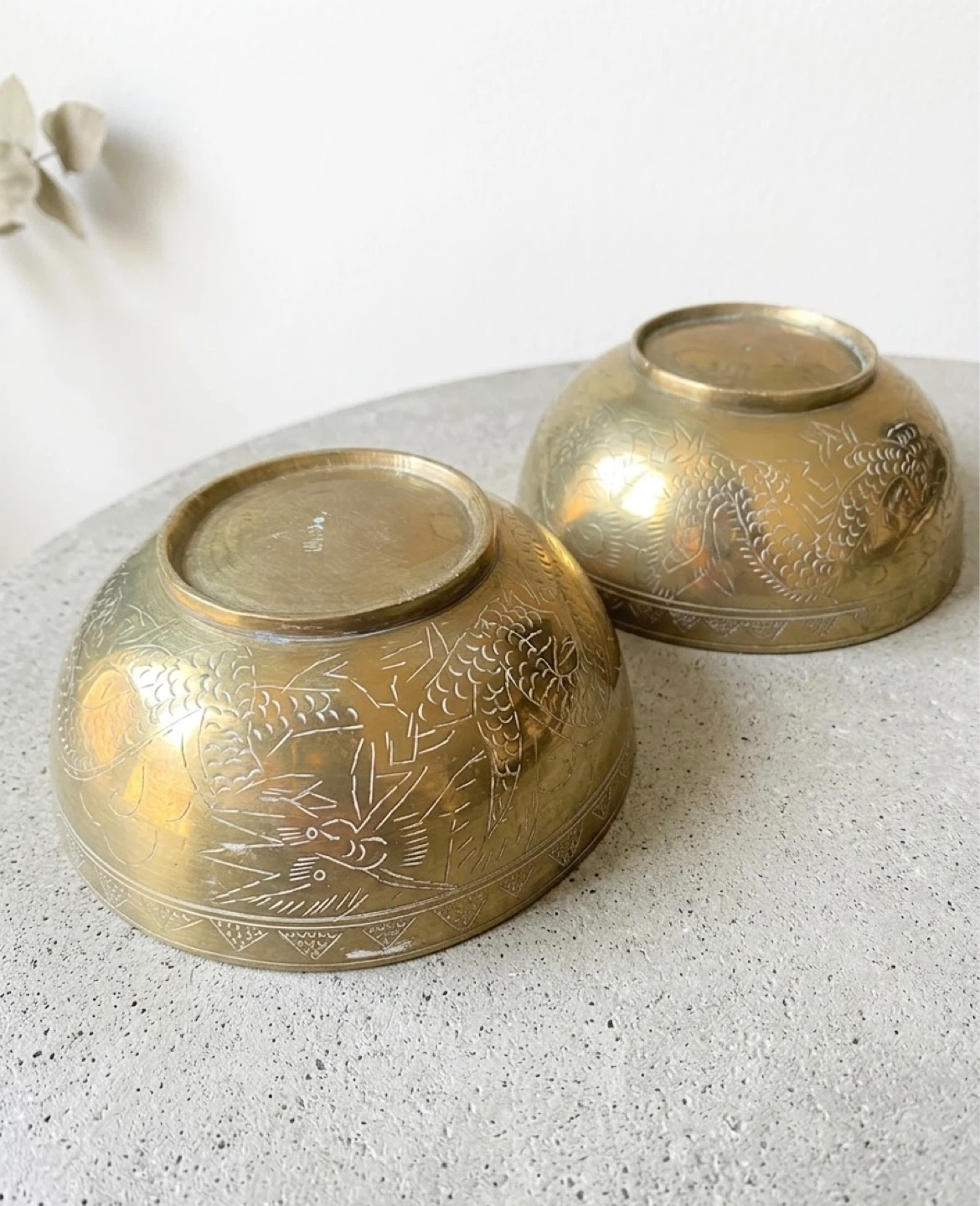 Brass Dragon Engraved Bowl and Plate Set - photo 2