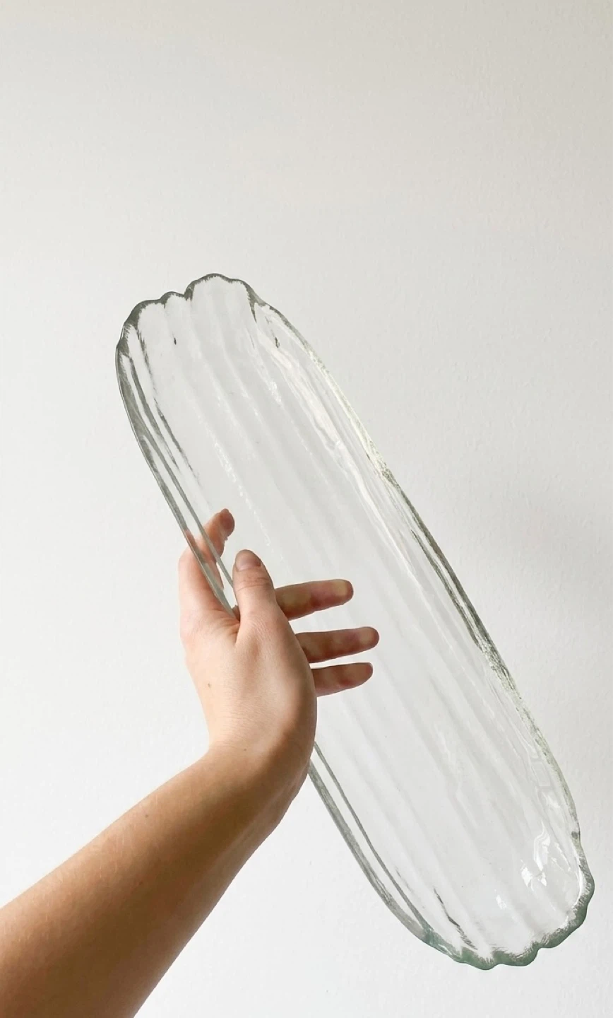 Clear Ribbed Glass Serving Tray - photo 2
