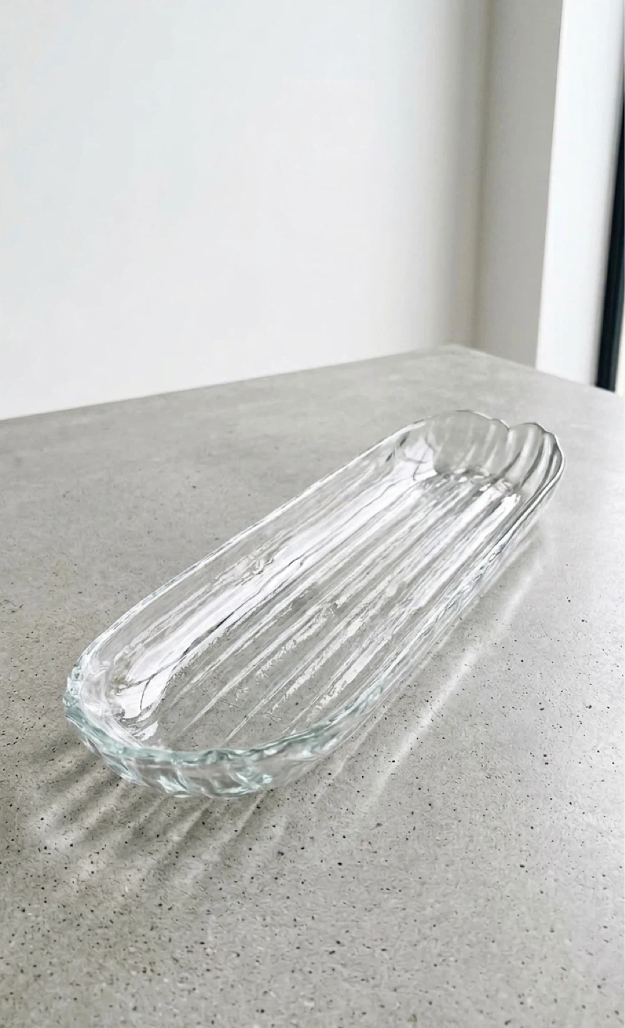 Clear Ribbed Glass Serving Tray