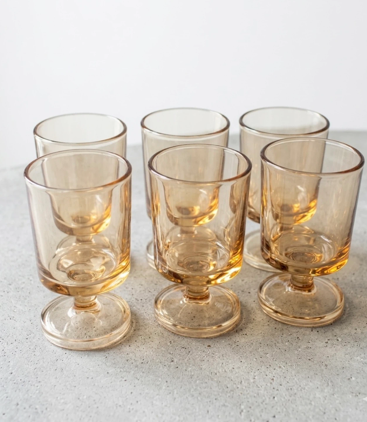 Vintage Amber Glass Footed Liquor Glasses