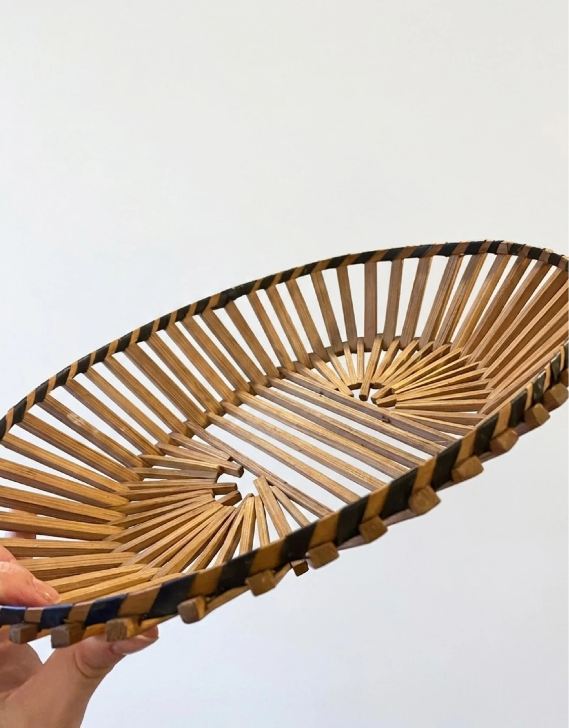 Decorative Oval Wood and Black Basket - photo 4