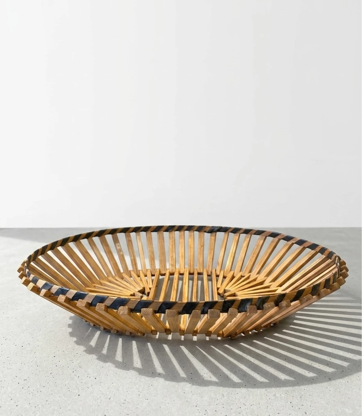 Decorative Oval Wood and Black Basket - photo 2