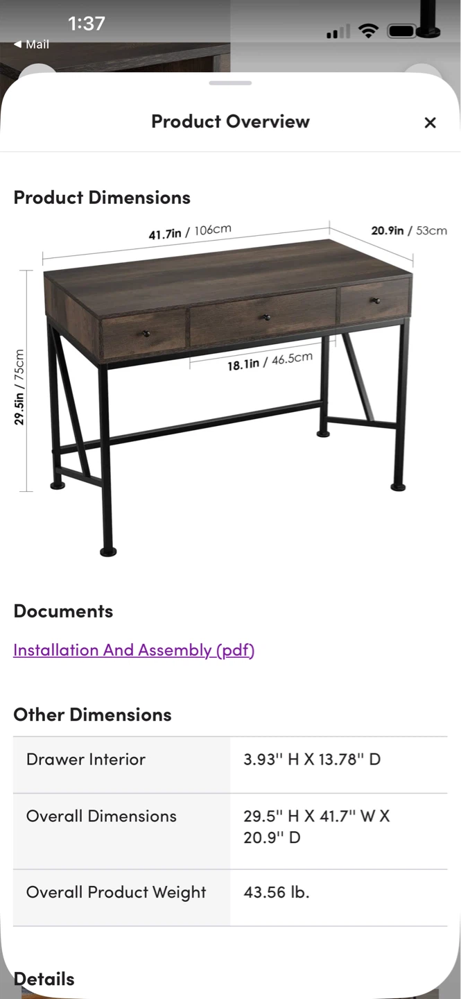 Spickard 41.7" Wood Writing Desk - Dark Brown - photo 5
