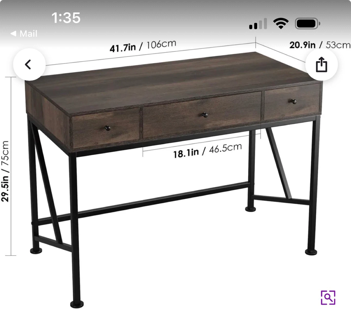 Spickard 41.7" Wood Writing Desk - Dark Brown - photo 2