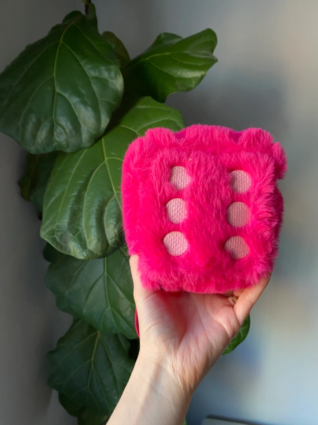 Hot Pink Faux Fur Dice Cosmetic Bag - photo 5
