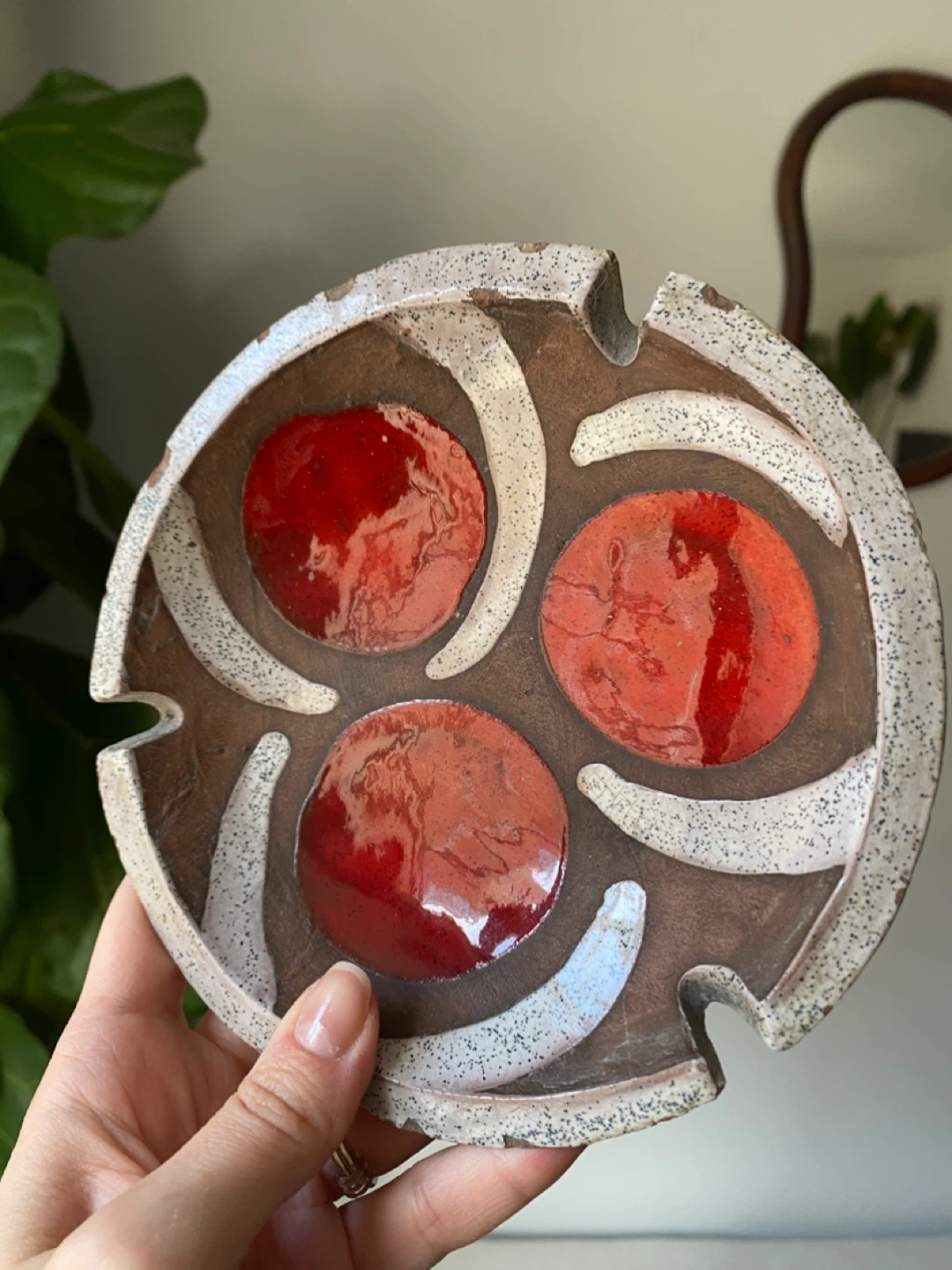 Handmade Ceramic Ashtray with Red Accents - Marilla Canada