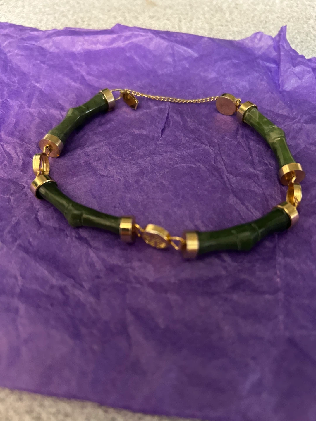 Gold and Jade Bamboo Bracelet