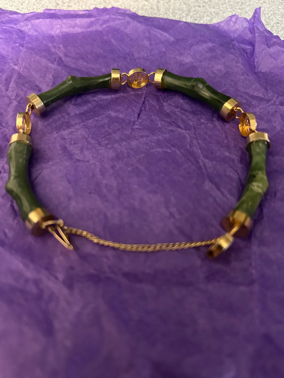 Gold and Jade Bamboo Bracelet - photo 2