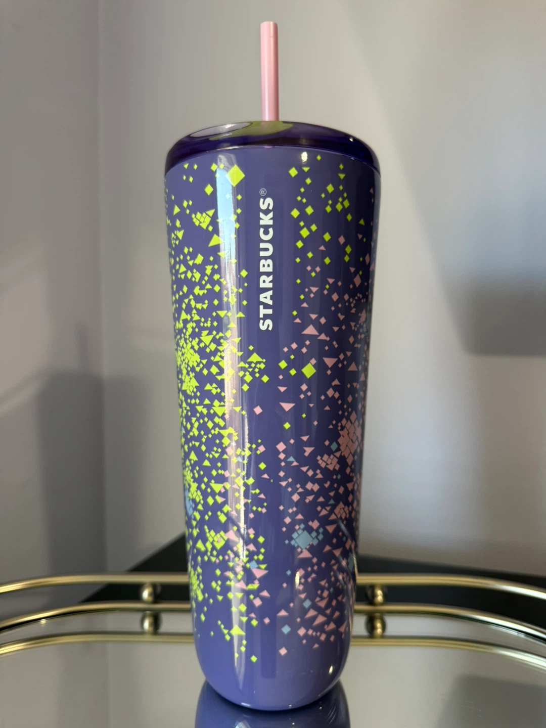 Starbucks Purple Confetti Tumbler w/ Straw – Rare Color – 24oz