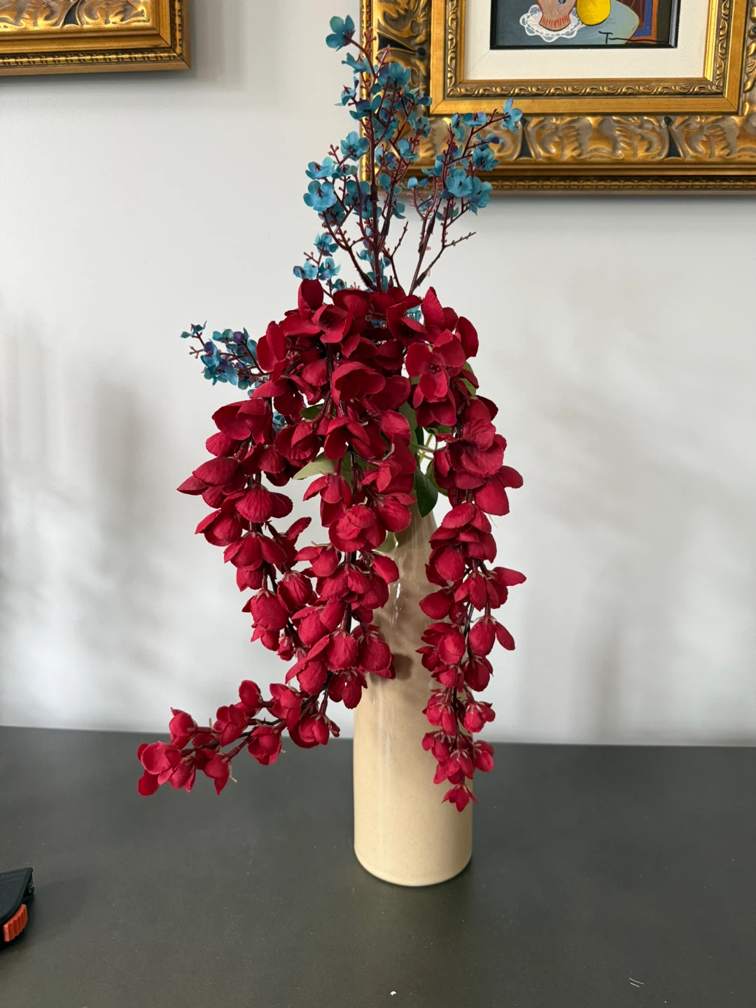 Artificial Flower Arrangement with Beige Vase