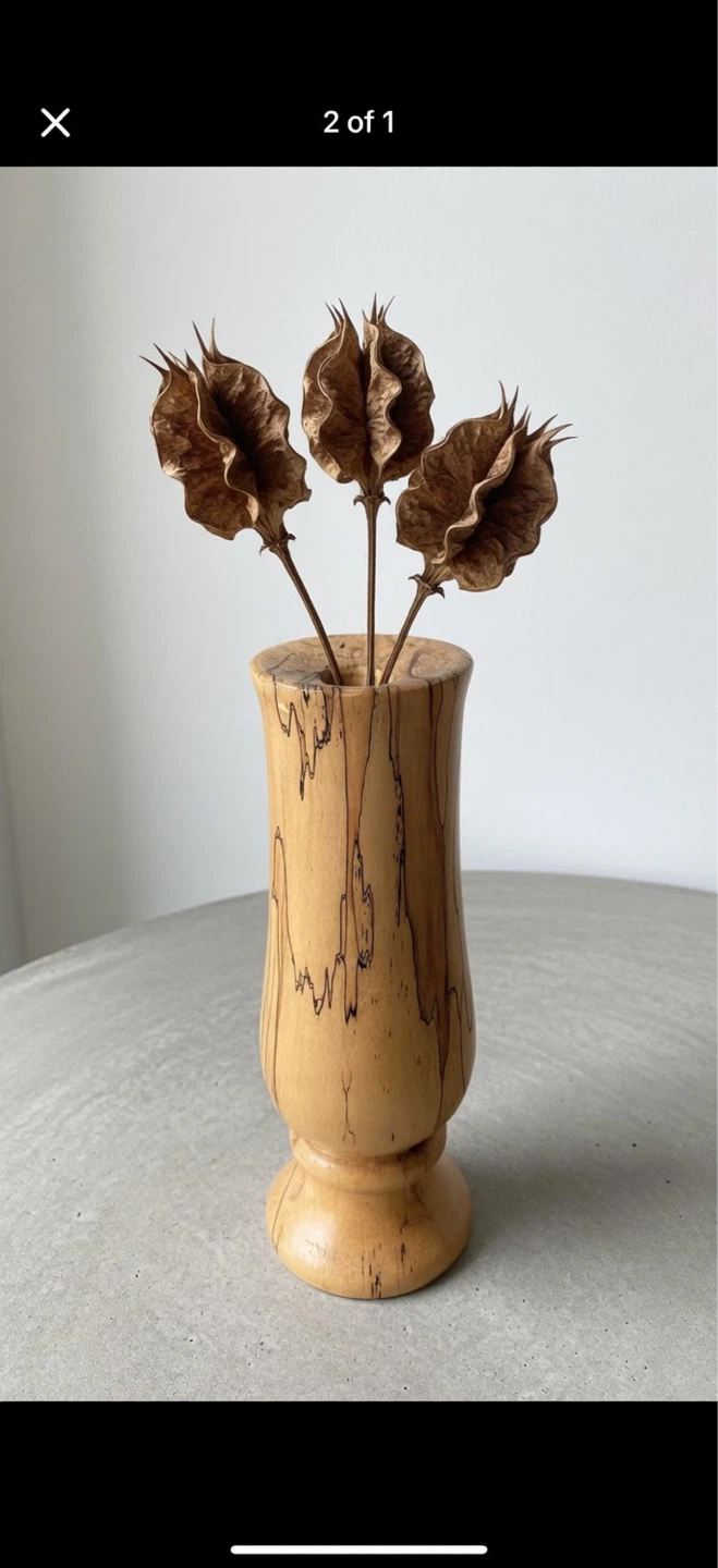 Hand-Turned Spalted Wood Decorative Vase