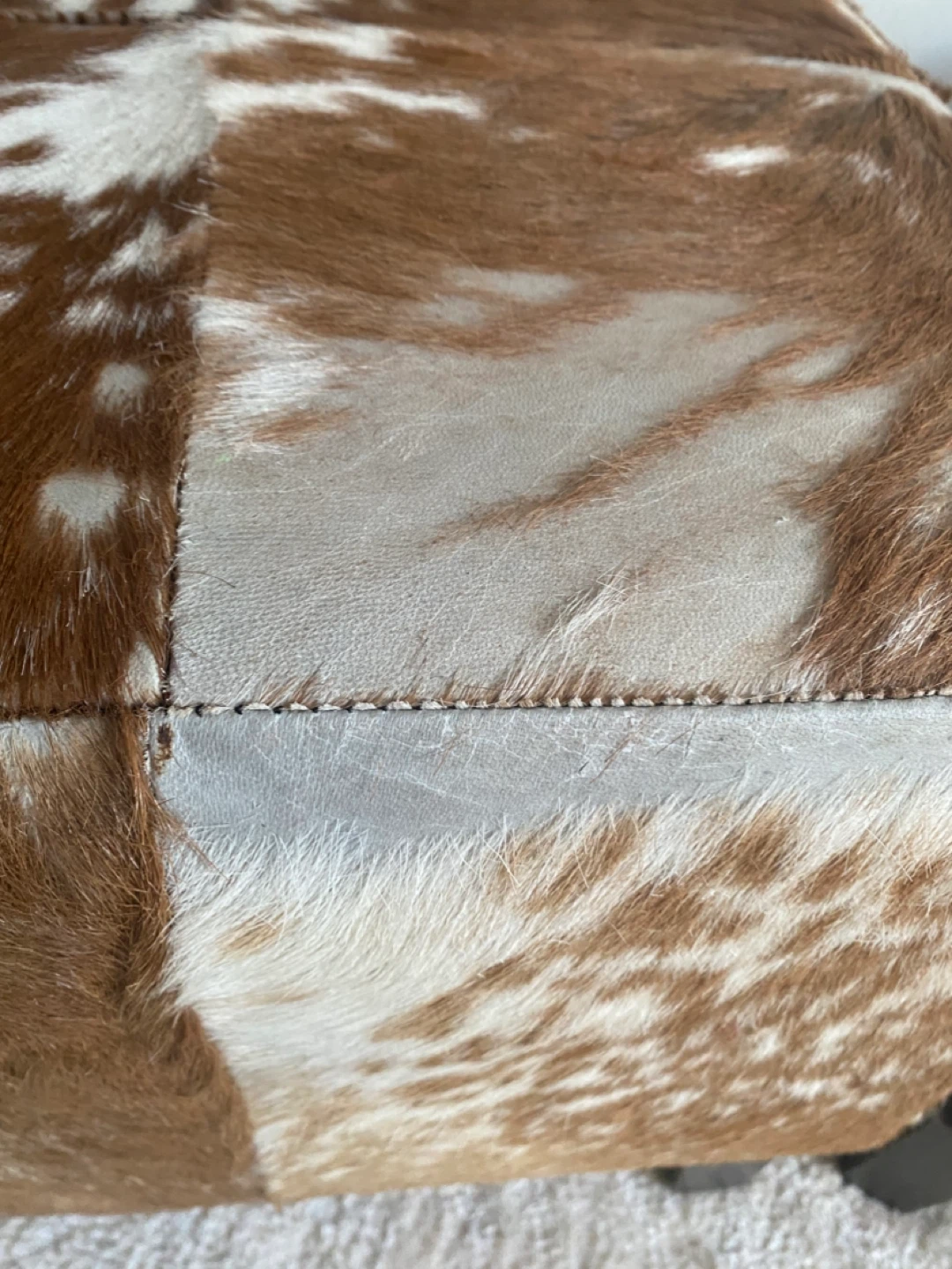 Cowhide Ottoman Stool - photo 3