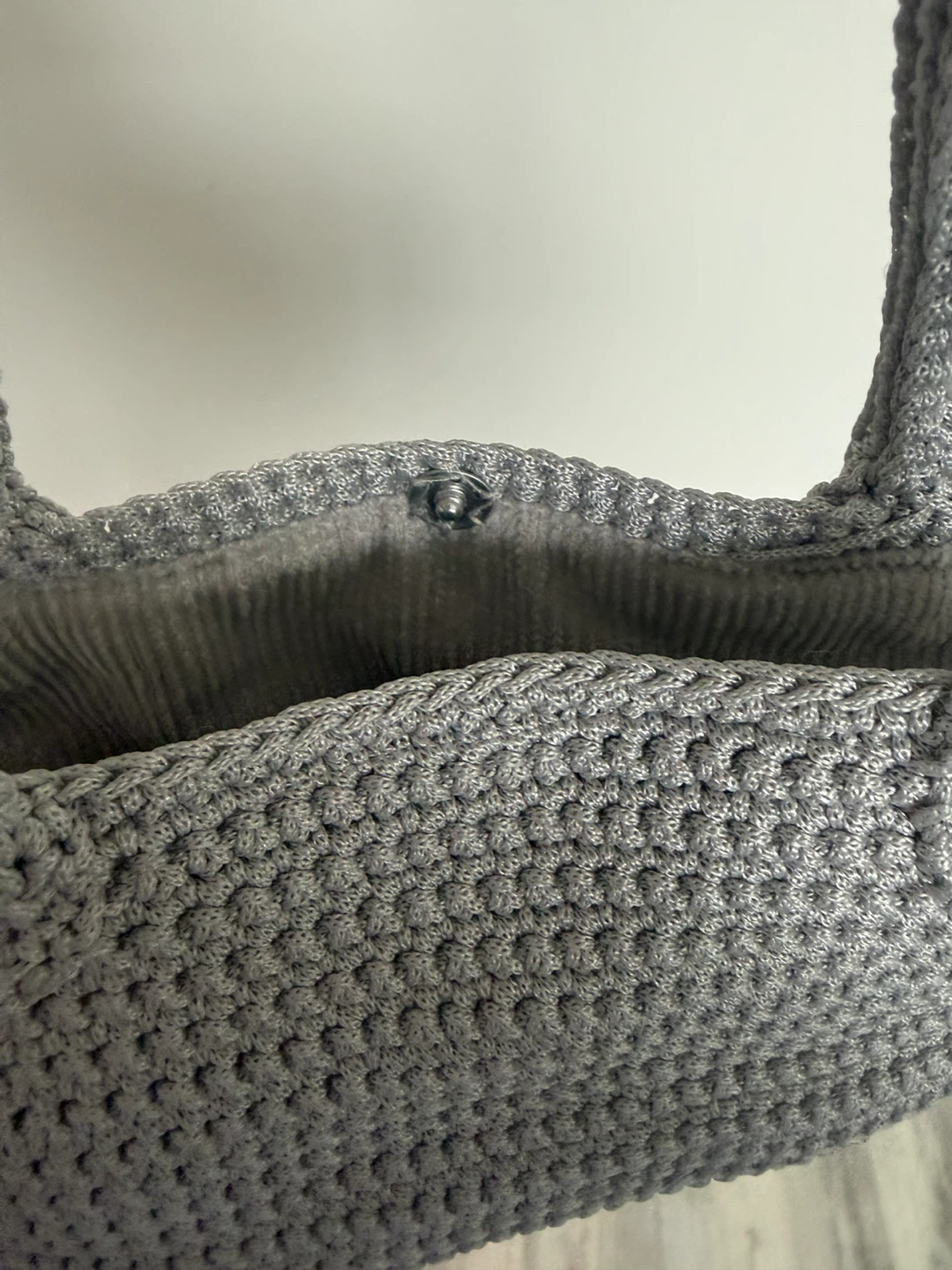 Grey Crocheted Handbag with Snap Closure - photo 3