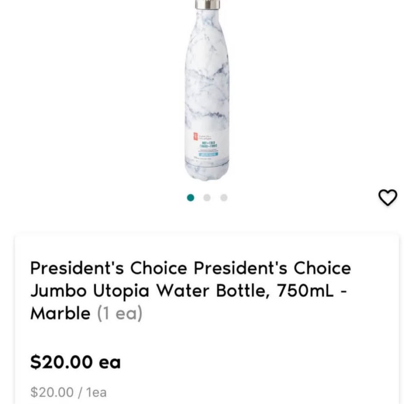 Marble Stainless Steel Water Bottle 750ml – Insulated (NEW) - photo 3