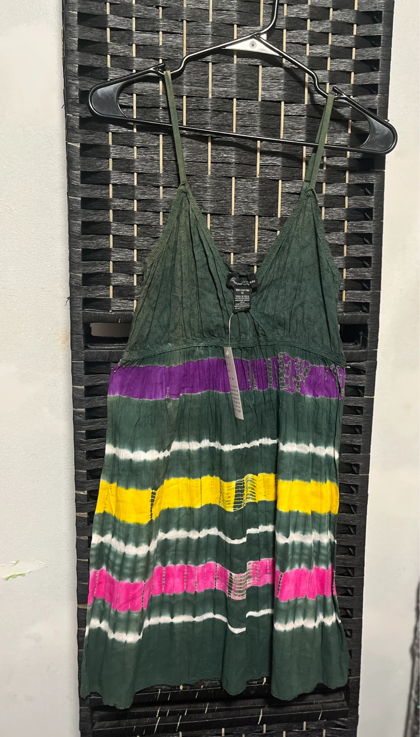 Hippie Tie-Dye Mini Dress - Size M - photo 2