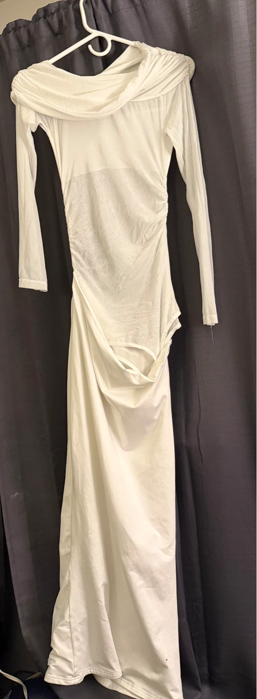 White Ruched Maxi Dress