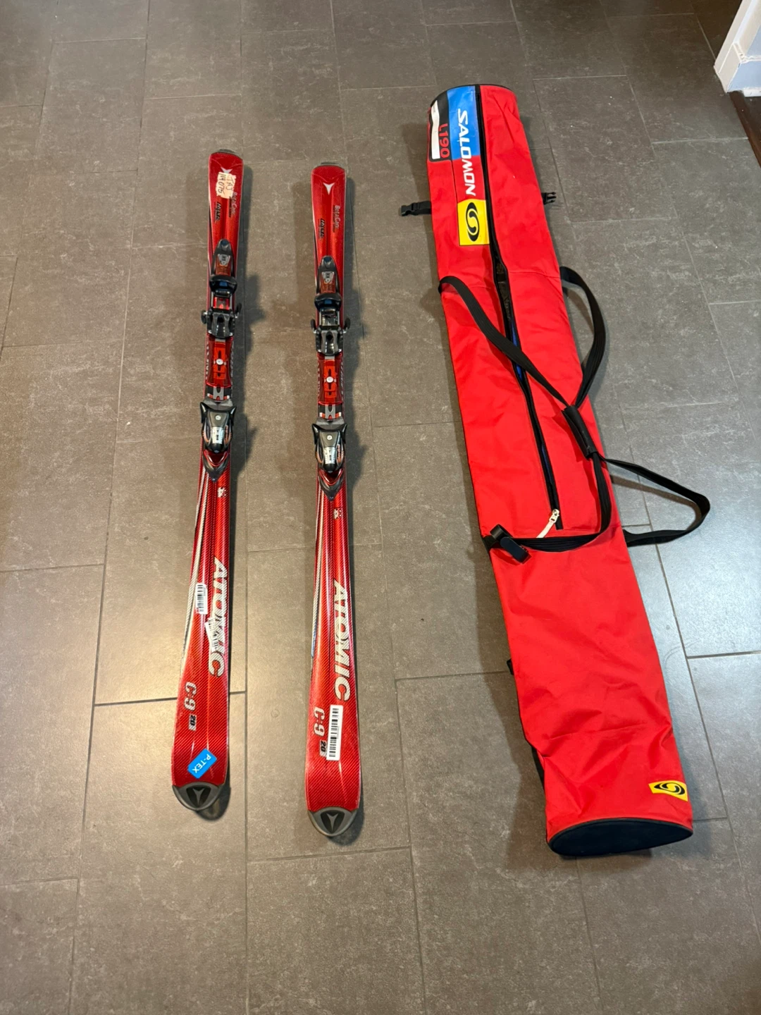 Atomic C9 Skis with Salomon Ski Bag and Boots
