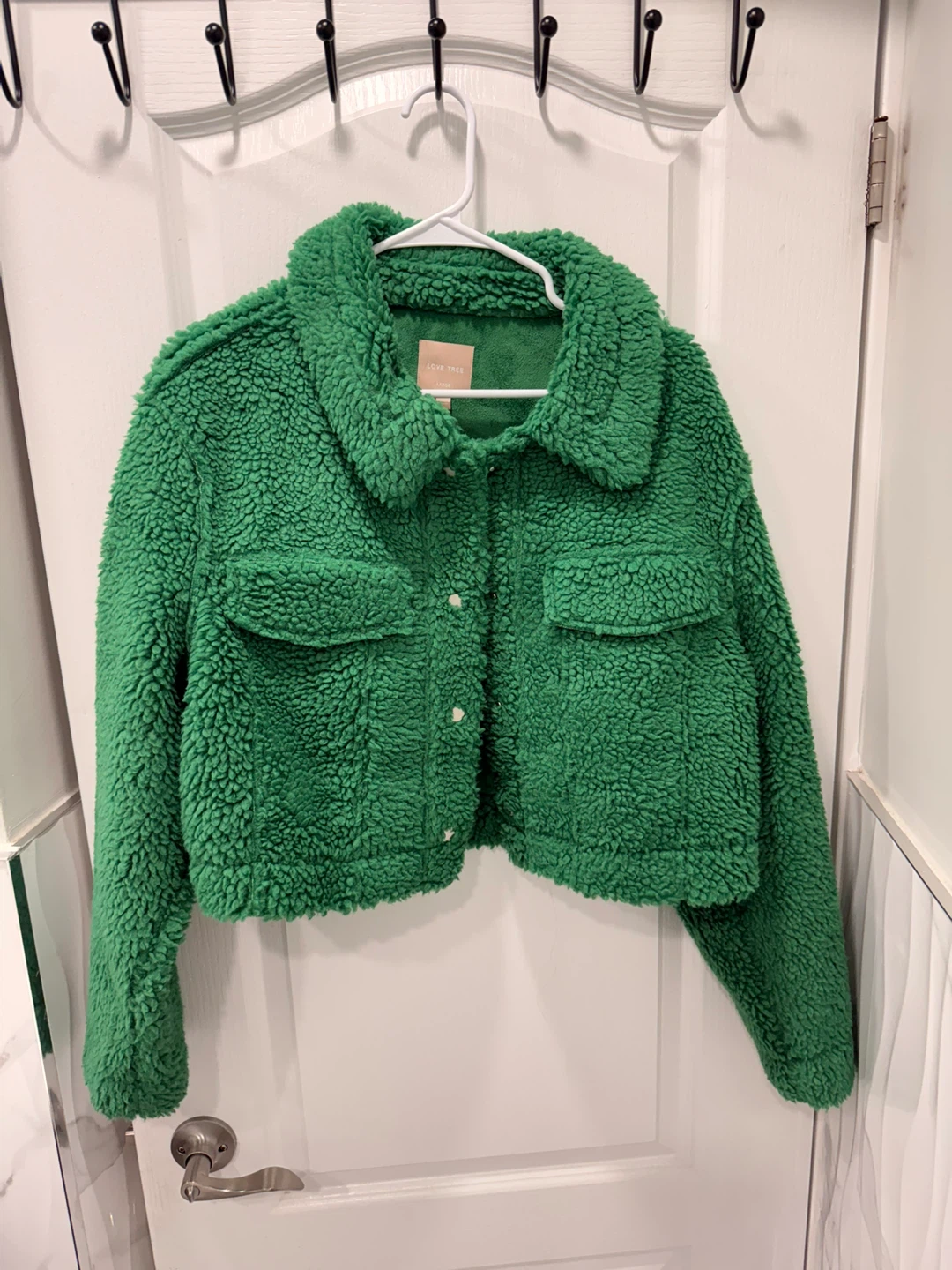 LOVE TREE Green Teddy Fleece Jacket - Large