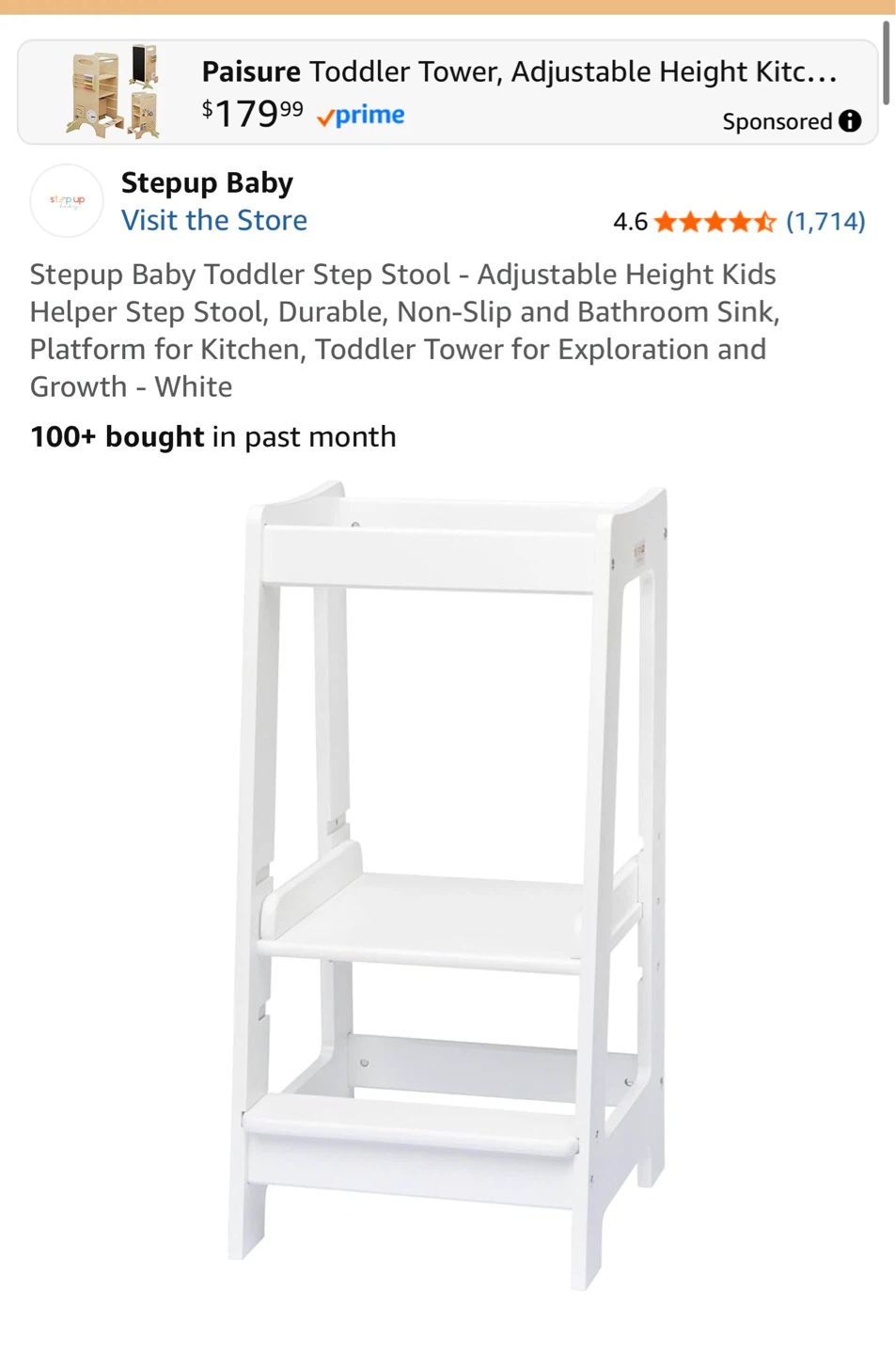 Stepup Baby Toddler Tower - White - photo 2