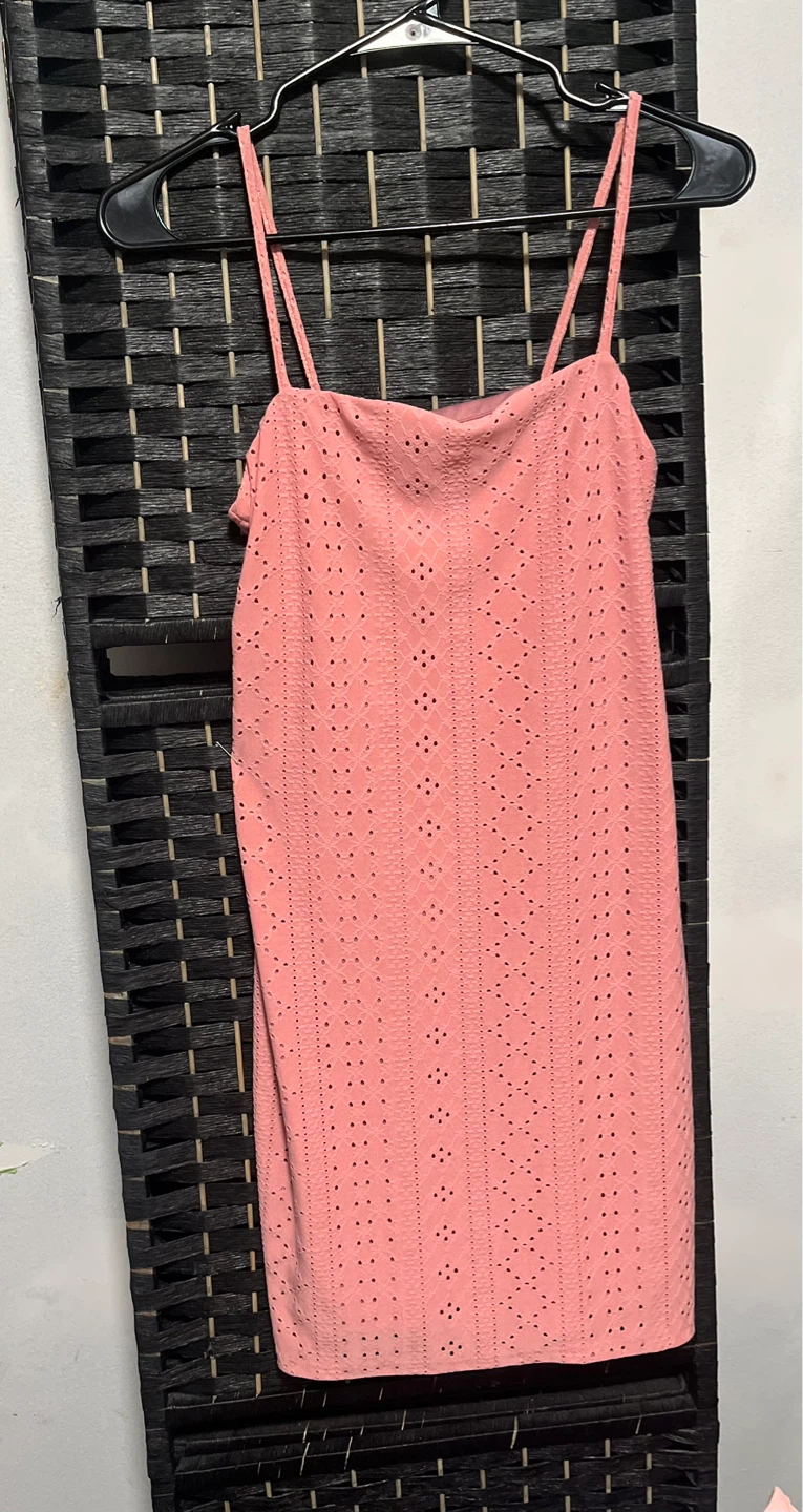 Pink Eyelet Mini Dress