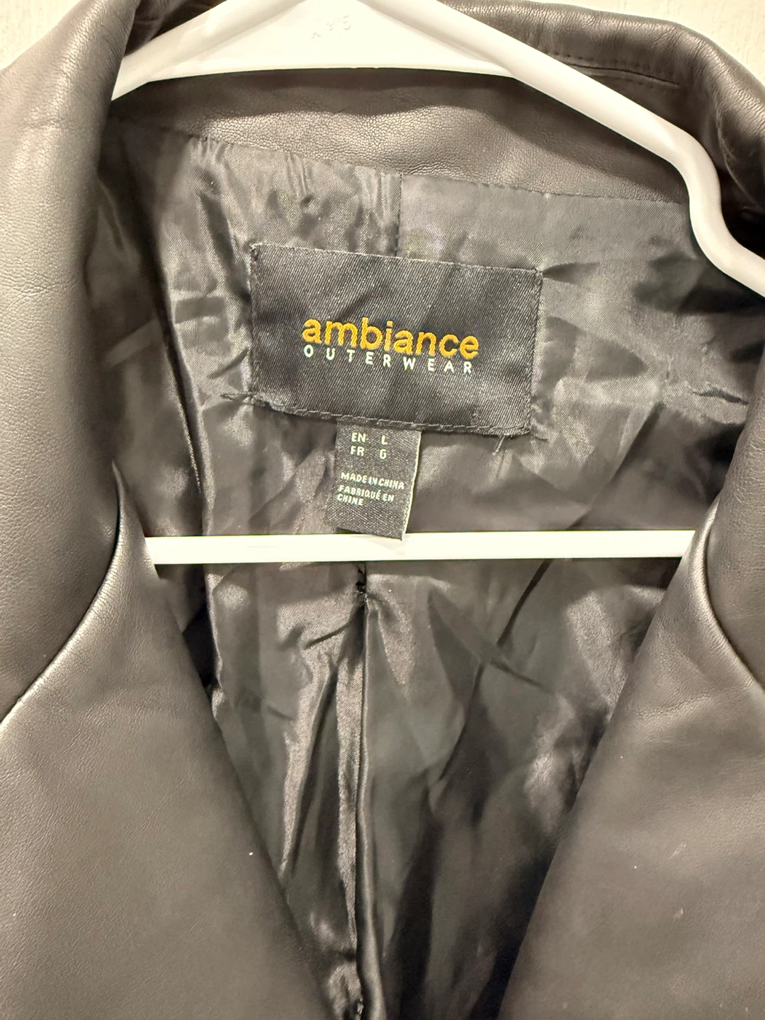 Ambiance Outerwear Black Faux Leather Blazer Dress Size L - photo 2