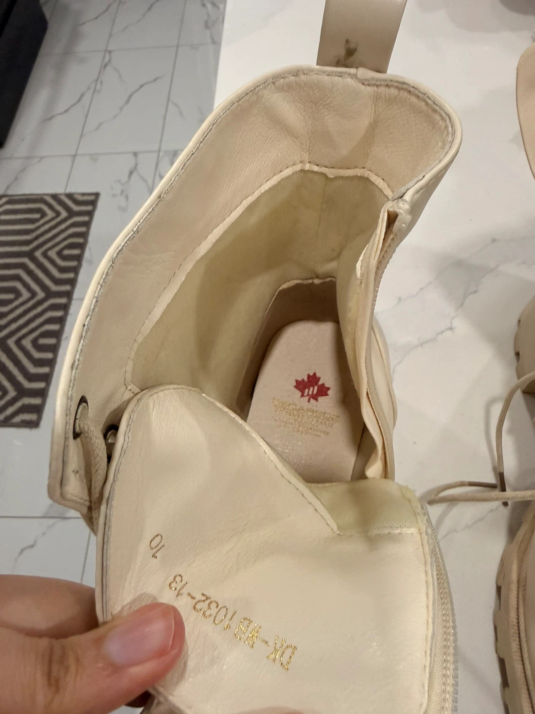 Cream Lace-up Combat Boots - Size 10 - photo 3