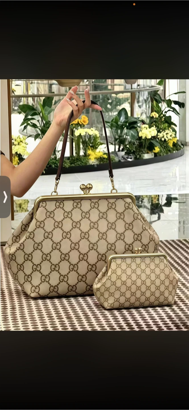 Gucci GG Monogram Clutch and Pouch Set