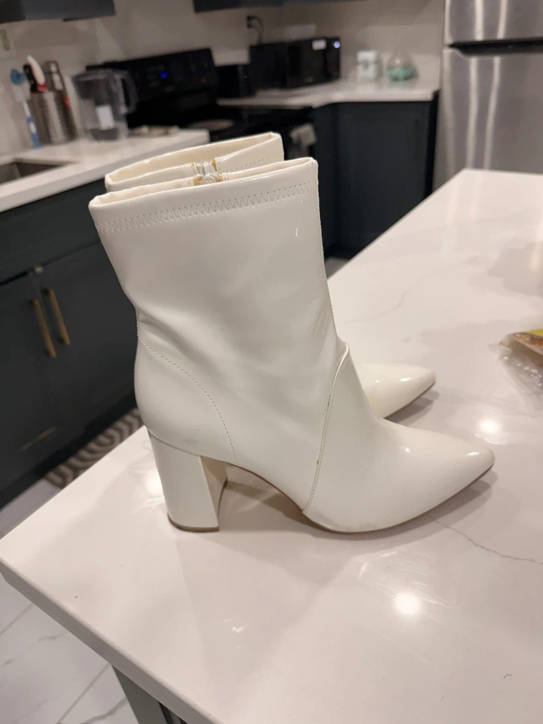 White Pointed Toe Ankle Boots - photo 2