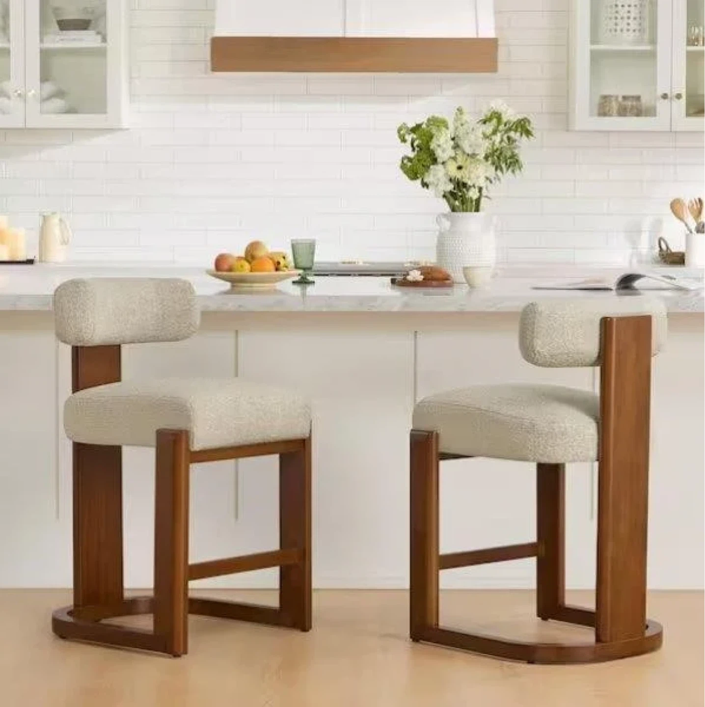 Set of 3 Cream Faux Leather Swivel Bar Stools - photo 2