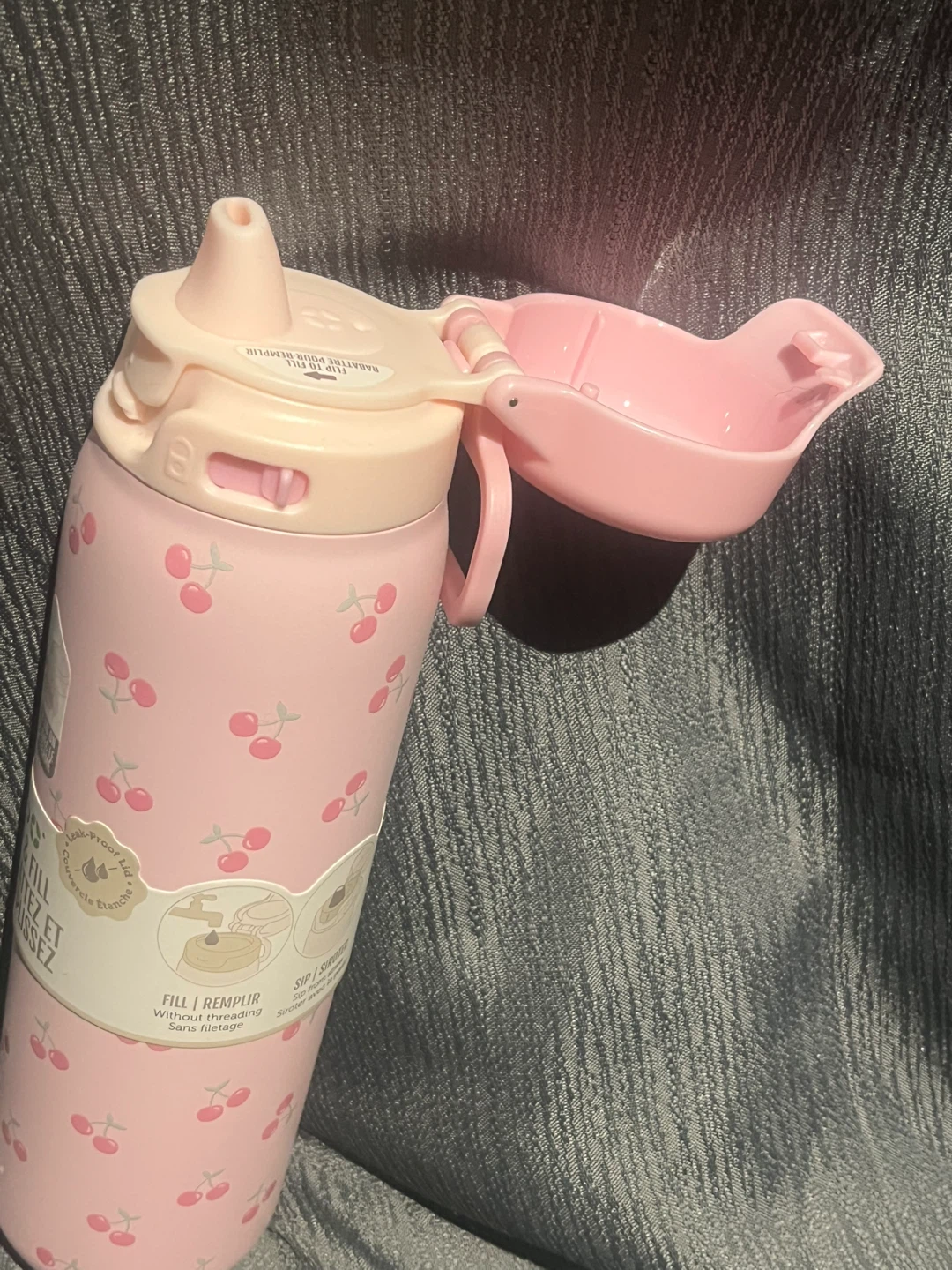 Ello Flip & Fill Water Bottle - Pink Cherry Pattern - 22 oz - photo 2