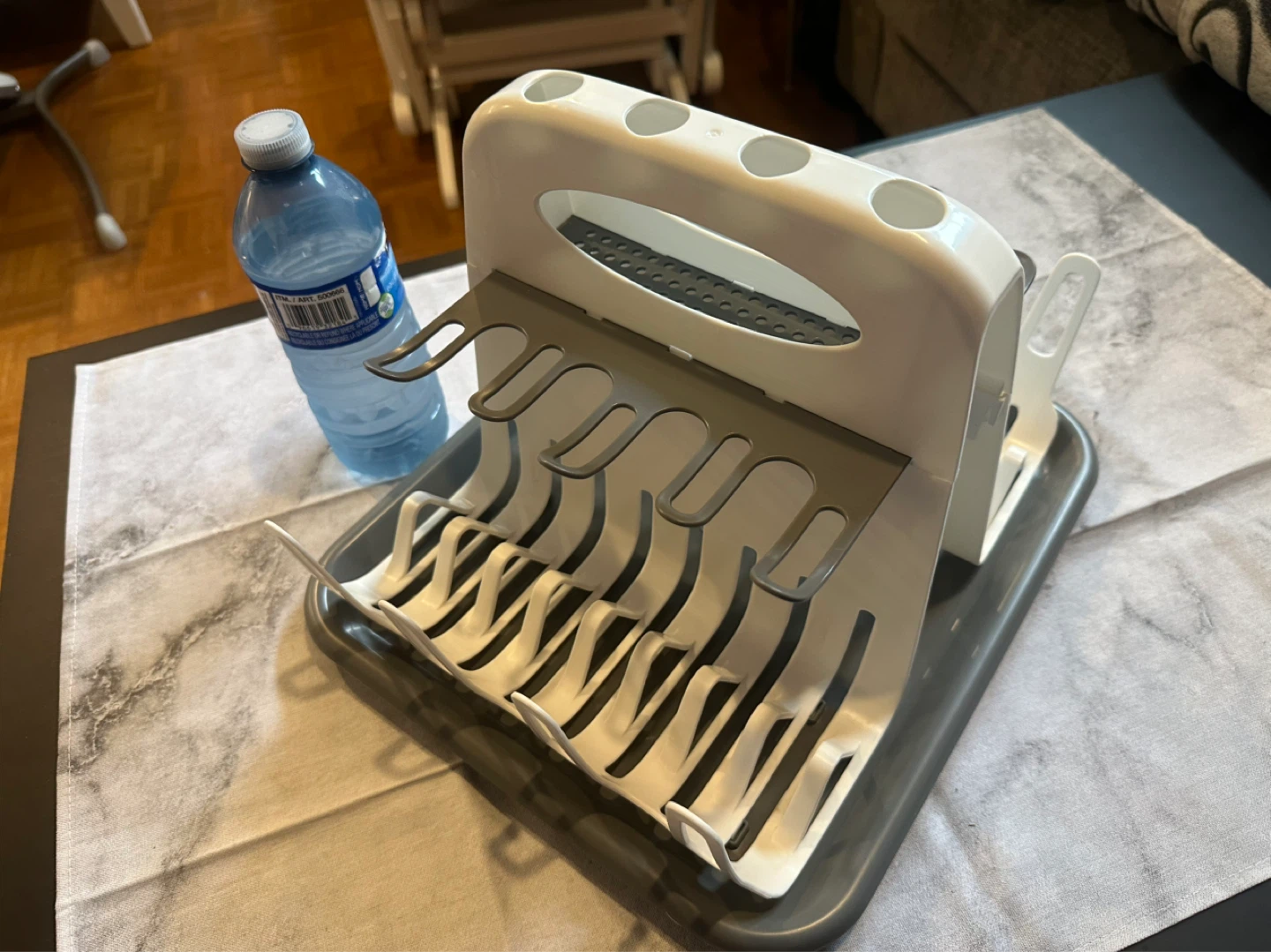 White and Grey Plastic Baby Bottle and Dish Drying Rack