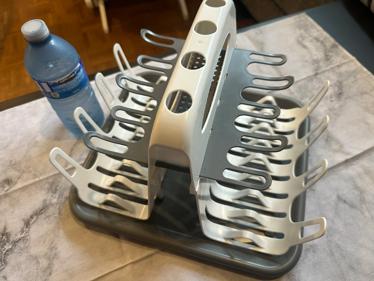 White and Grey Plastic Baby Bottle and Dish Drying Rack - photo 2