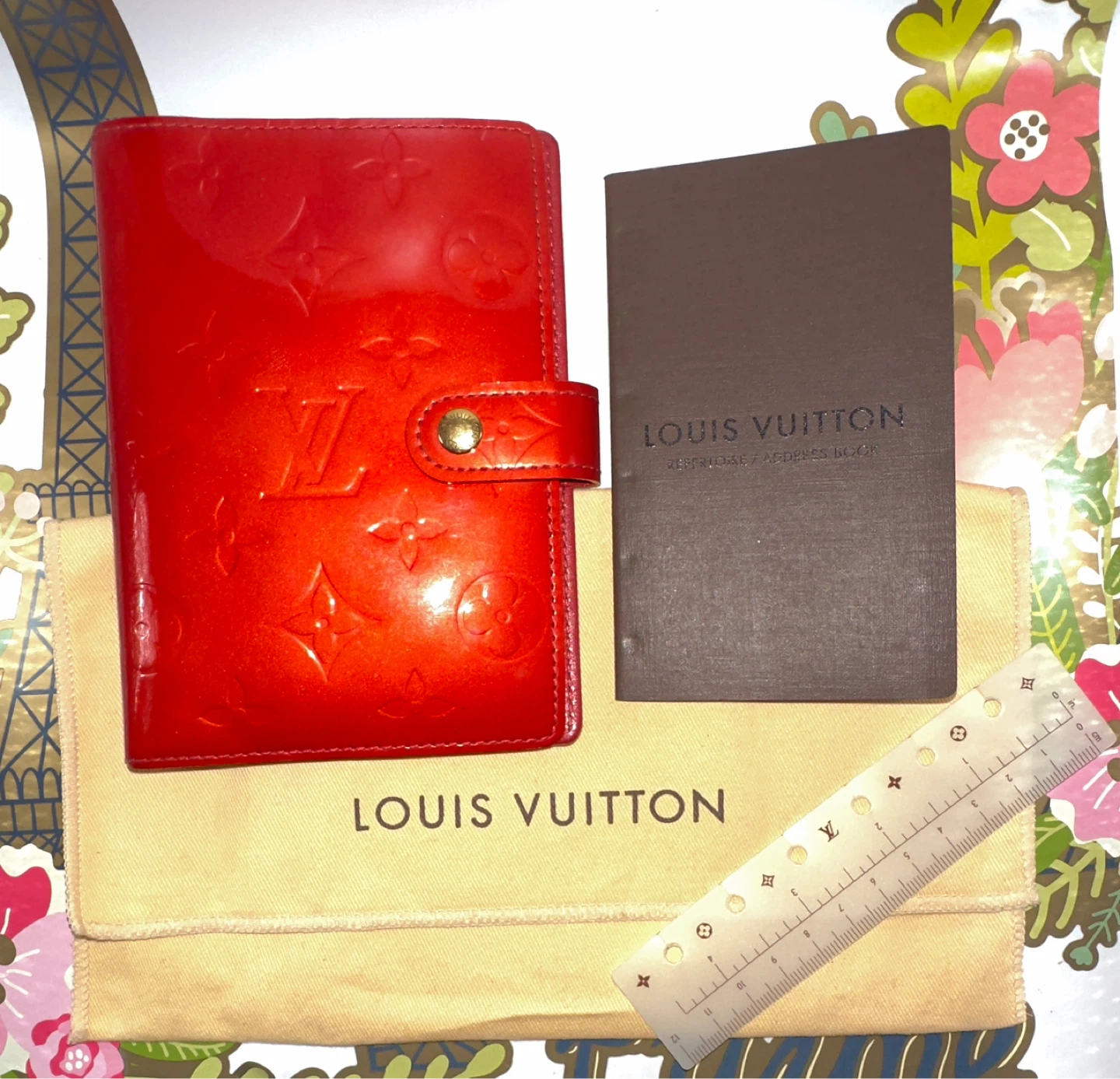 Louis Vuitton Red Monogram Vernis PM Agenda Cover