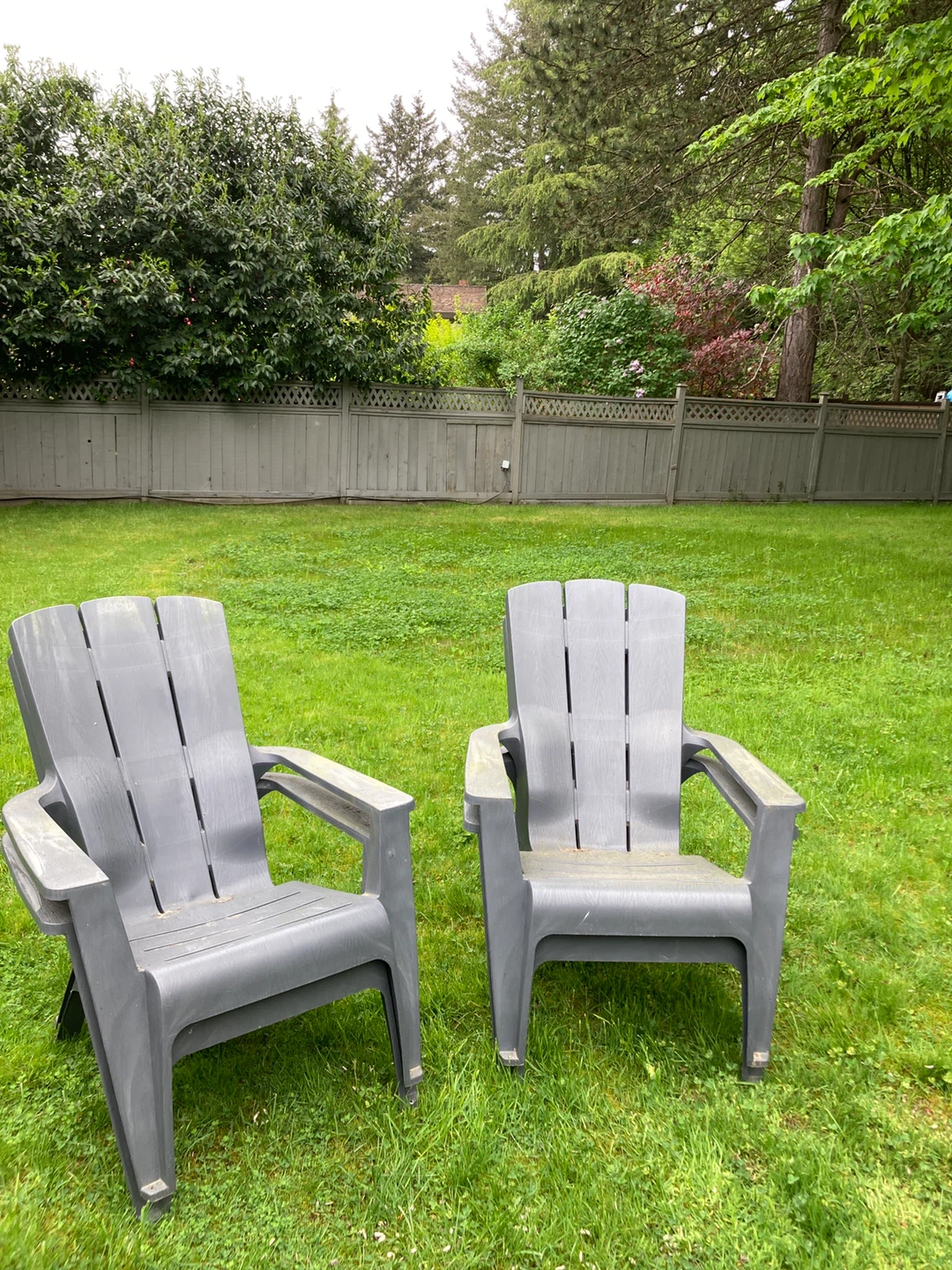 Set of 4 Grey Plastic Adirondack Chairs
