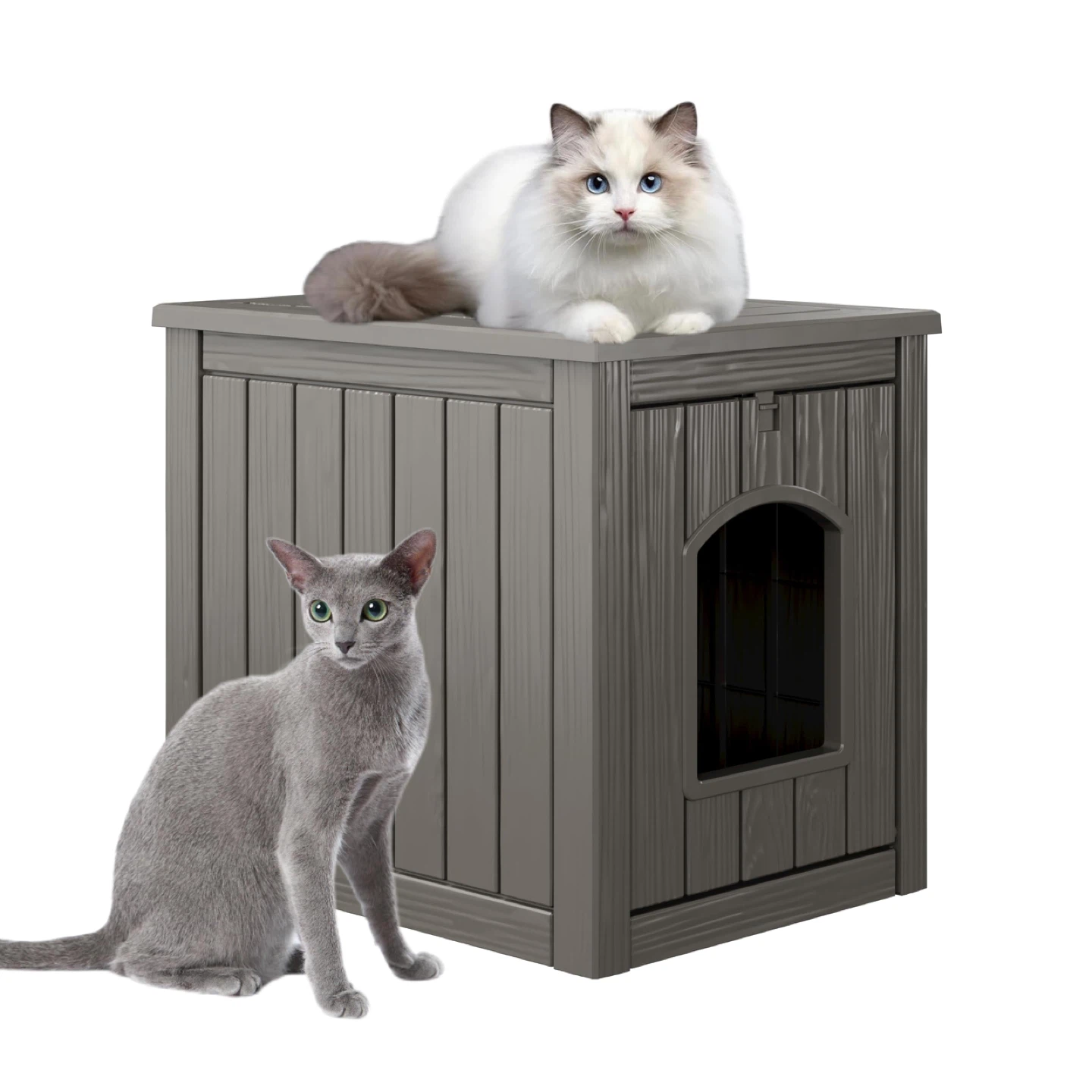 KAMABOKO Outdoor Cat House, Weatherproof PP Plastic