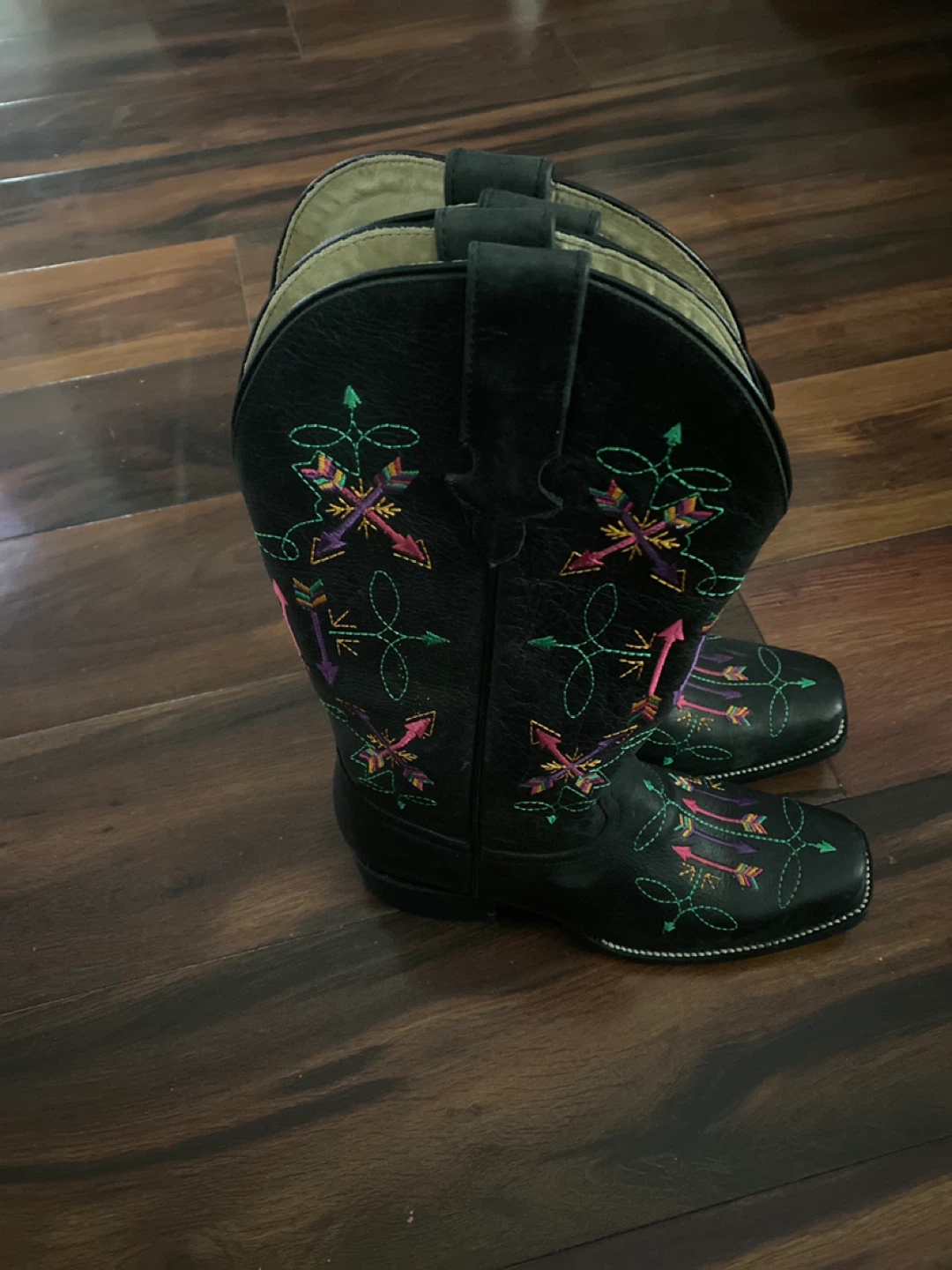 Black Embroidered Cowboy Boots - Size 7 - photo 2
