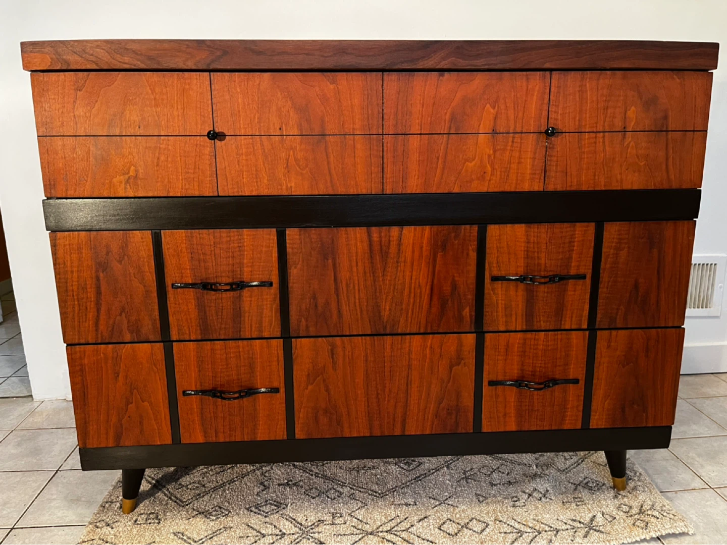 Mid Century Walnut Dresser or Sideboard Inc mirror - photo 2