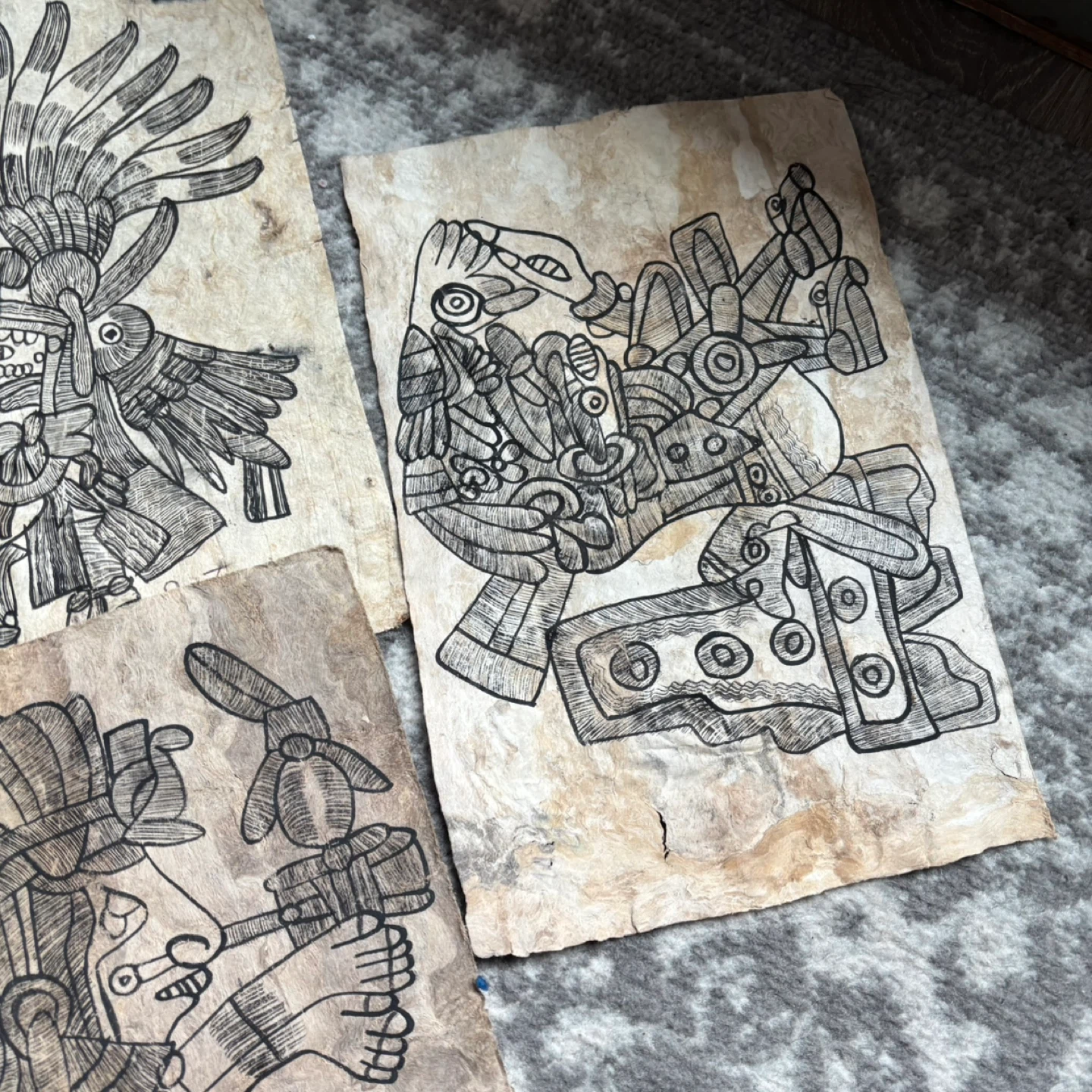 Set of 6 Mayan Calendar Inspired Art Prints on Textured Paper - photo 3