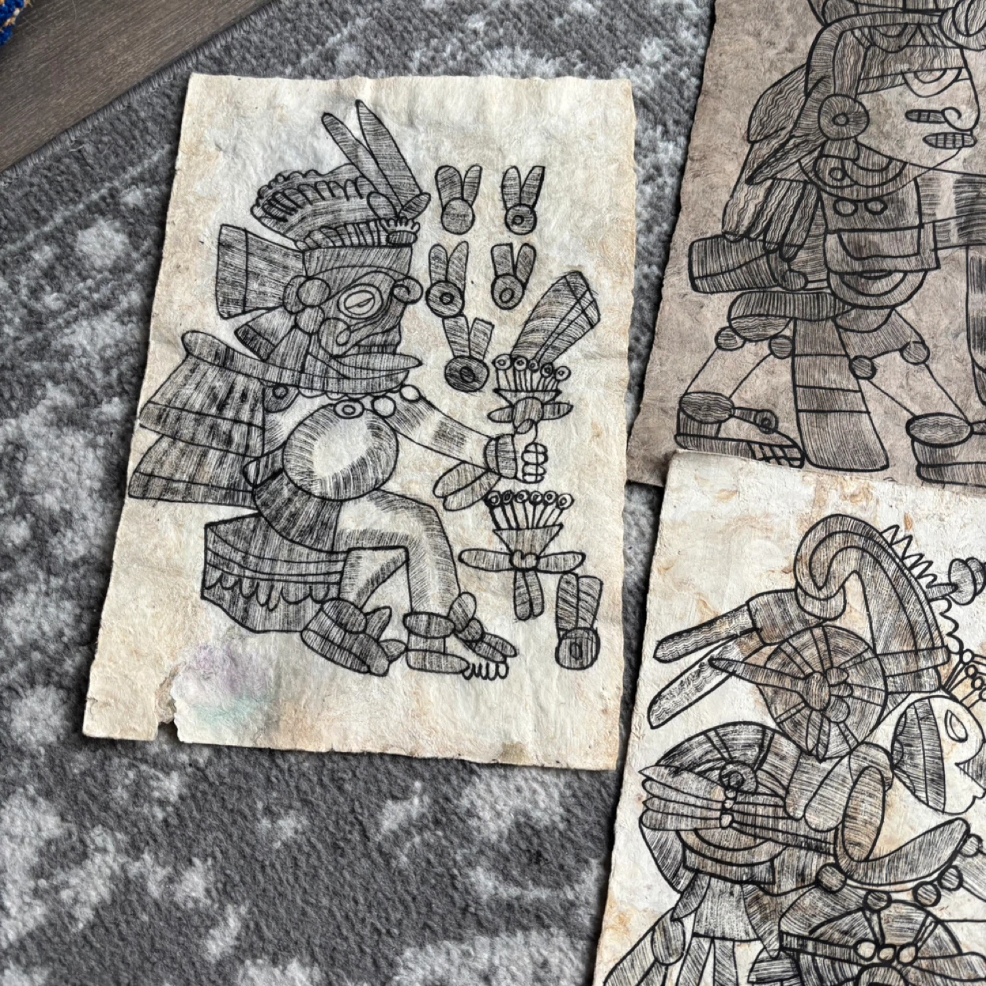Set of 6 Mayan Calendar Inspired Art Prints on Textured Paper - photo 2