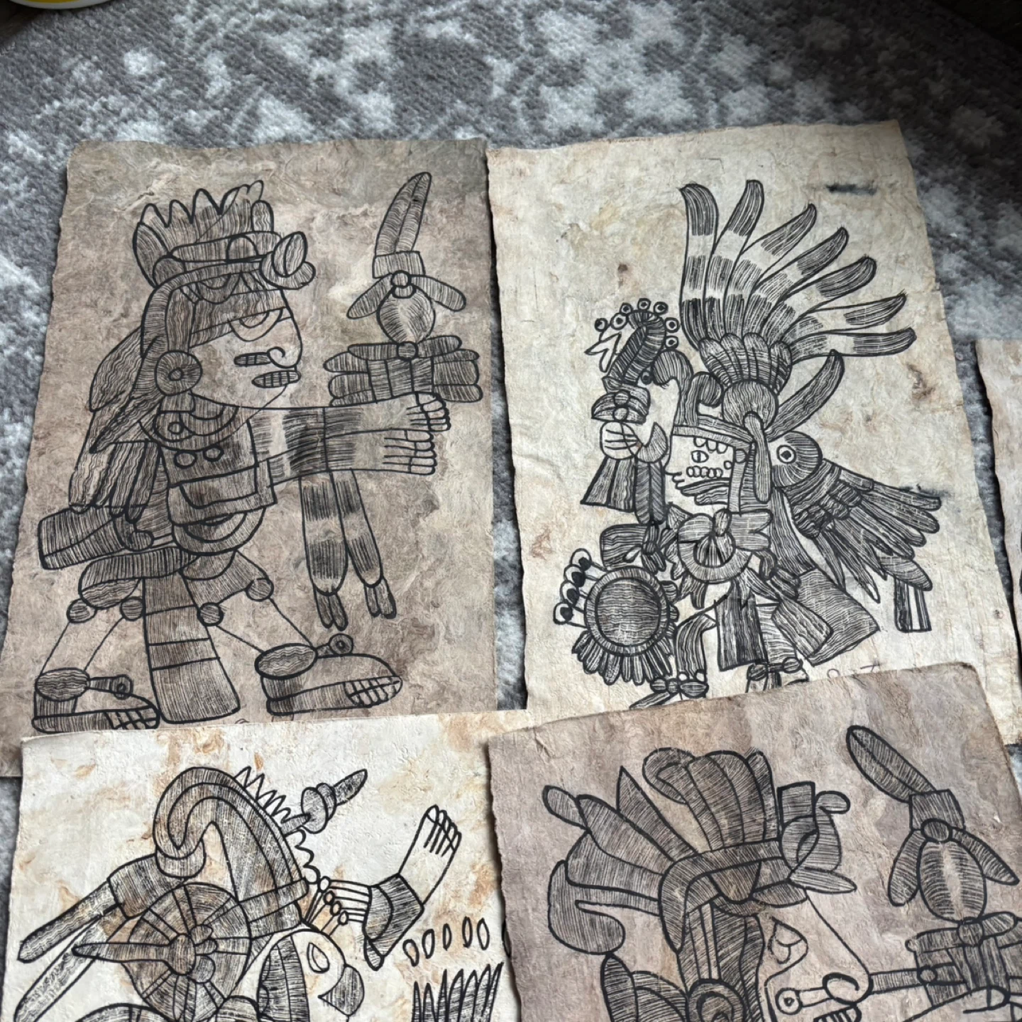 Set of 6 Mayan Calendar Inspired Art Prints on Textured Paper - photo 5