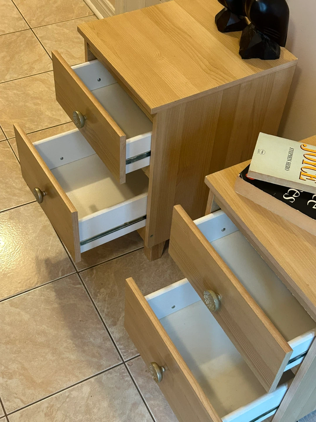 Pair of Oak Finish 2-Drawer Nightstands - photo 2