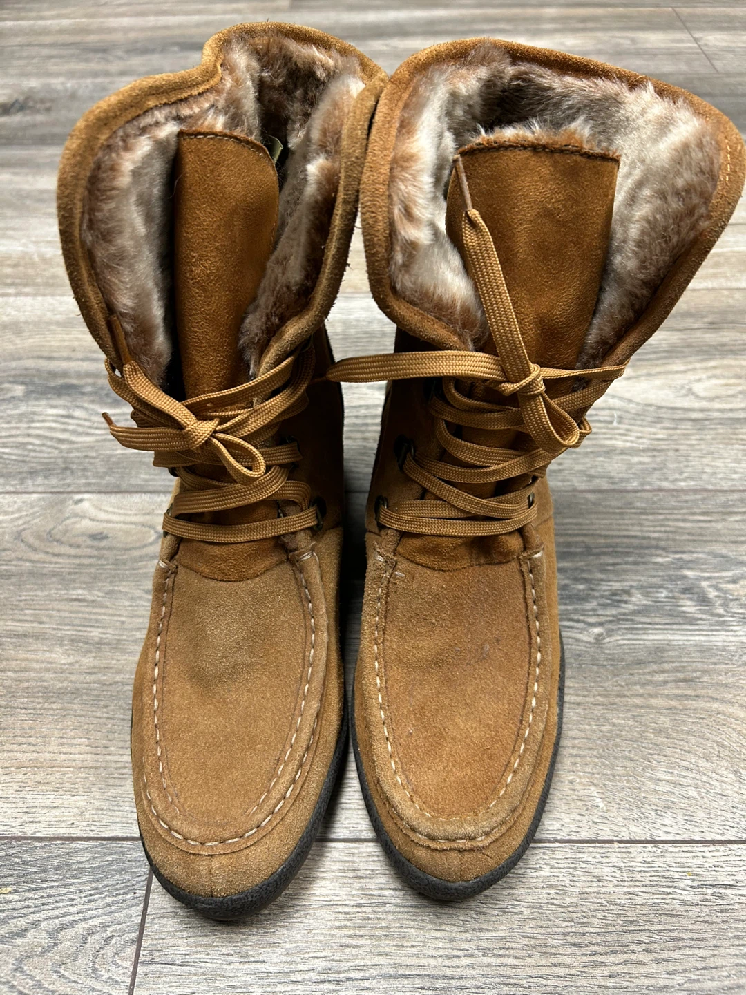 Brown Suede Fur Lined Winter Boots