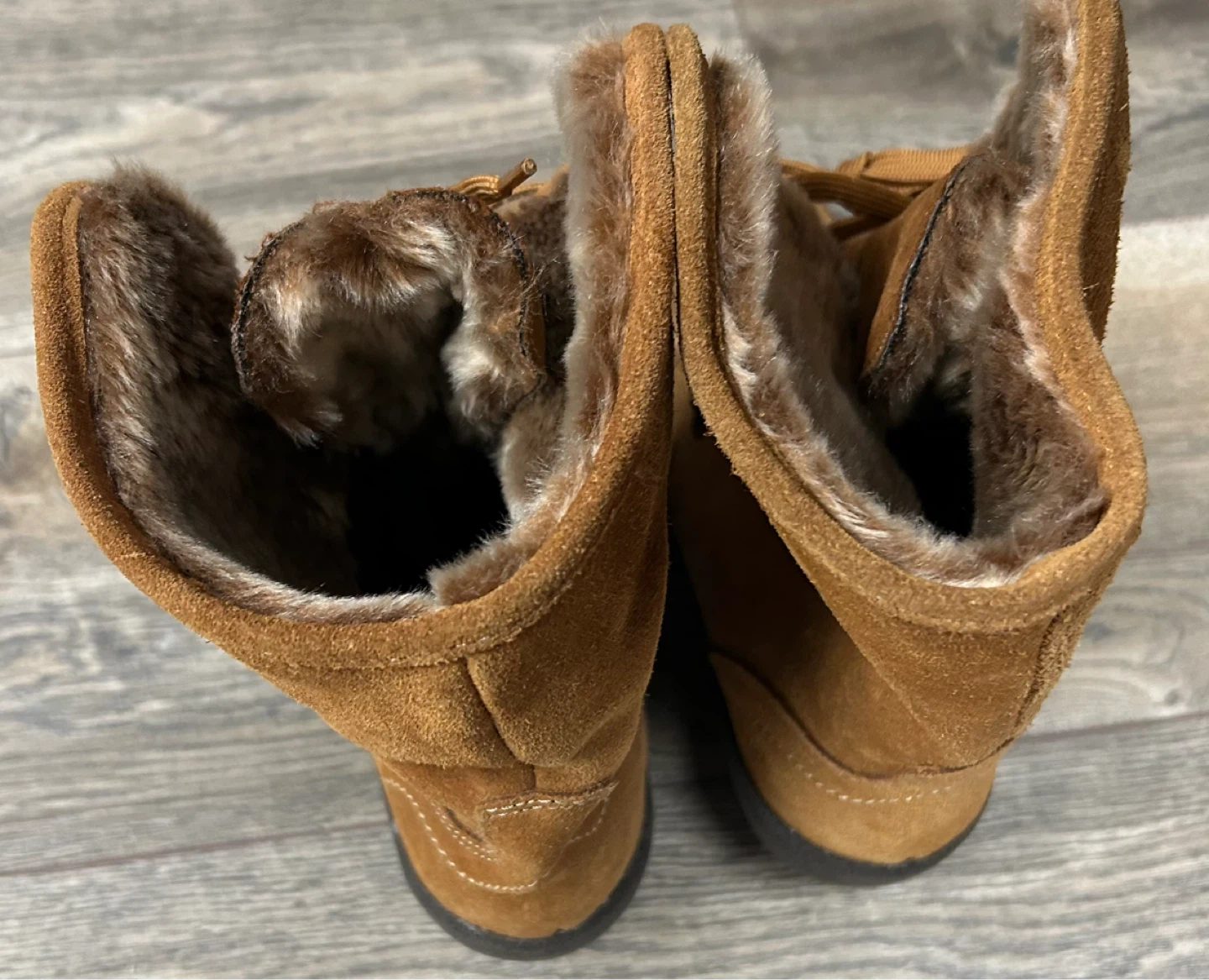Brown Suede Fur Lined Winter Boots - photo 4