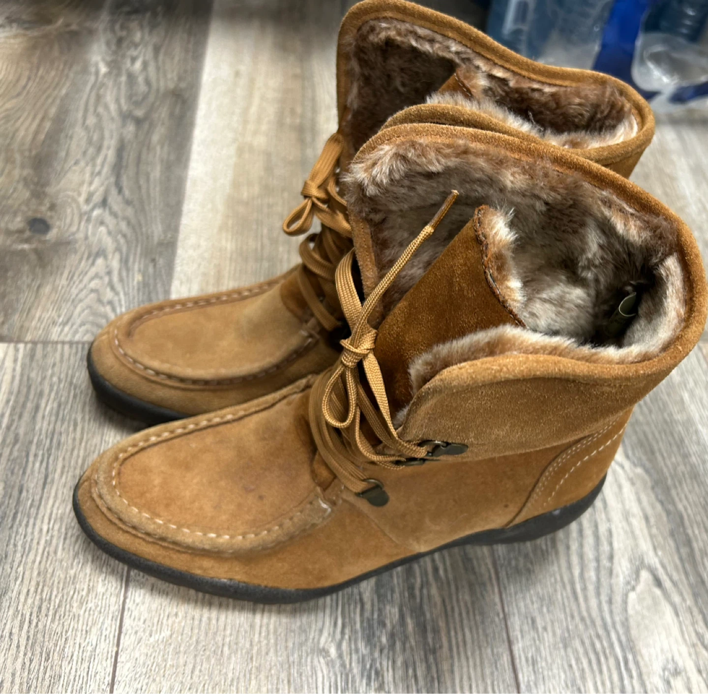 Brown Suede Fur Lined Winter Boots - photo 3