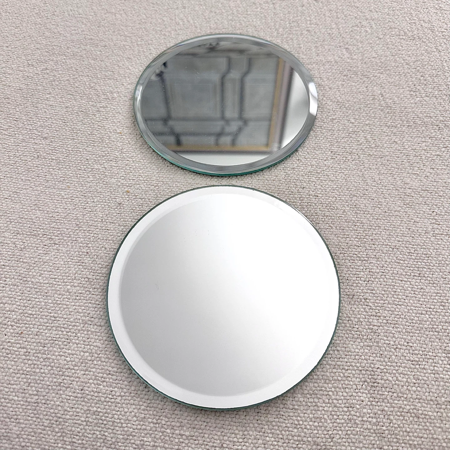 Pair of 5” dia bevelled display mirrors