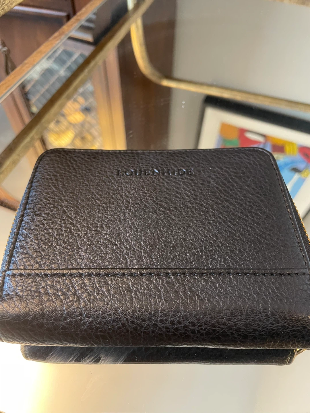Louenhide Black  Vegan Leather Zip Around Wallet