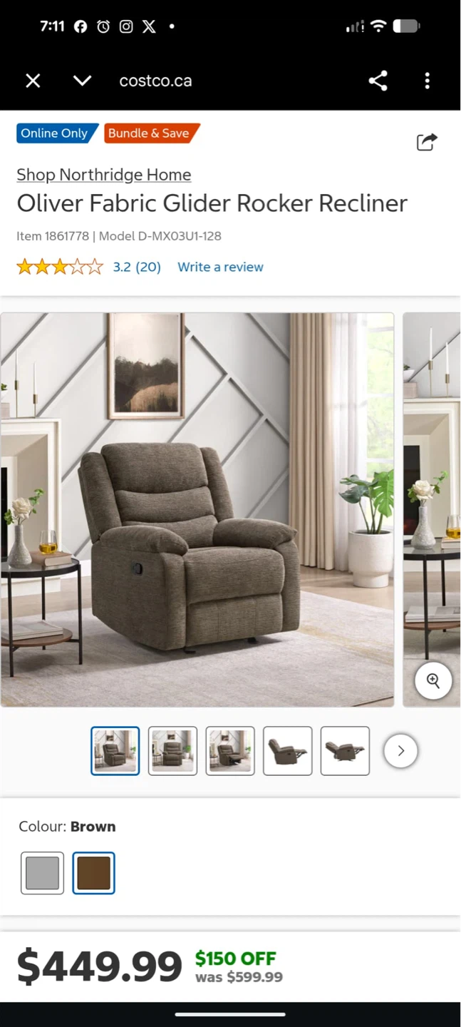 Northridge Home Oliver Fabric Glider Rocker Recliner - photo 3