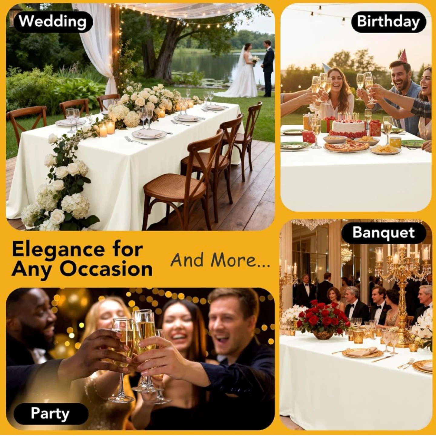 10-Pack Ivory Tablecloths for 6 ft Rectangle Tables, 60” x 102” - photo 4