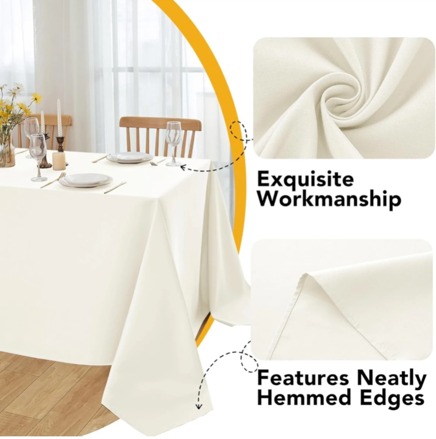 10-Pack Ivory Tablecloths for 6 ft Rectangle Tables, 60” x 102” - photo 2