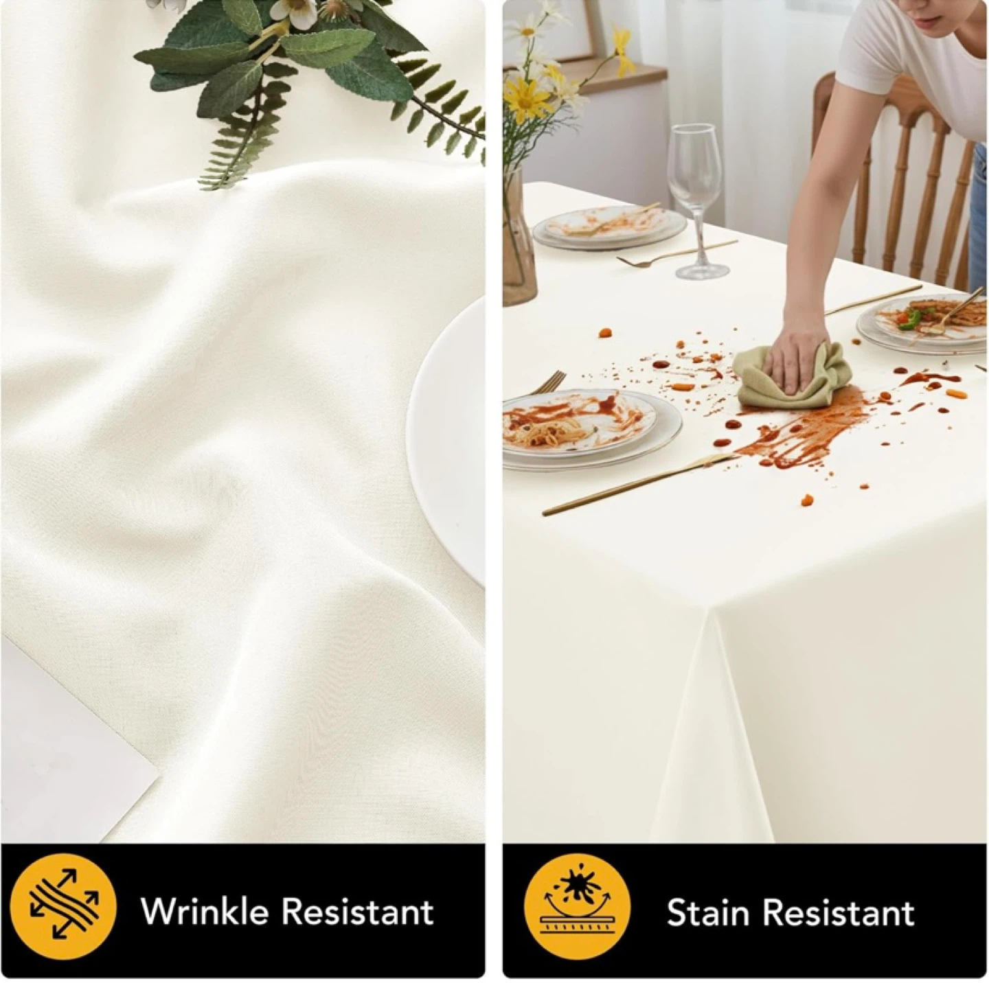 10-Pack Ivory Tablecloths for 6 ft Rectangle Tables, 60” x 102” - photo 3